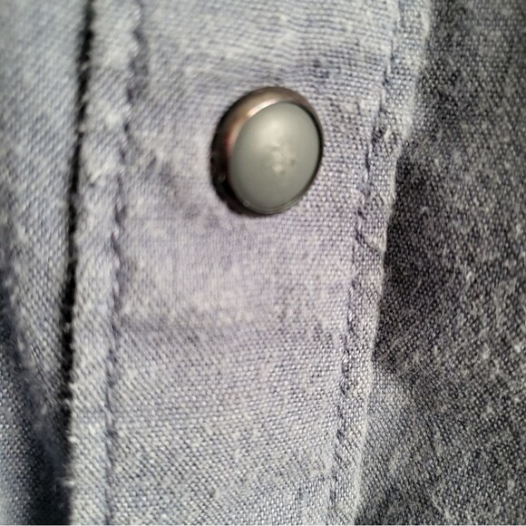 Patagonia Chambray Short Sleeve Snap Button Up Western Blue Wash Hemp XXL - Picture 6 of 8